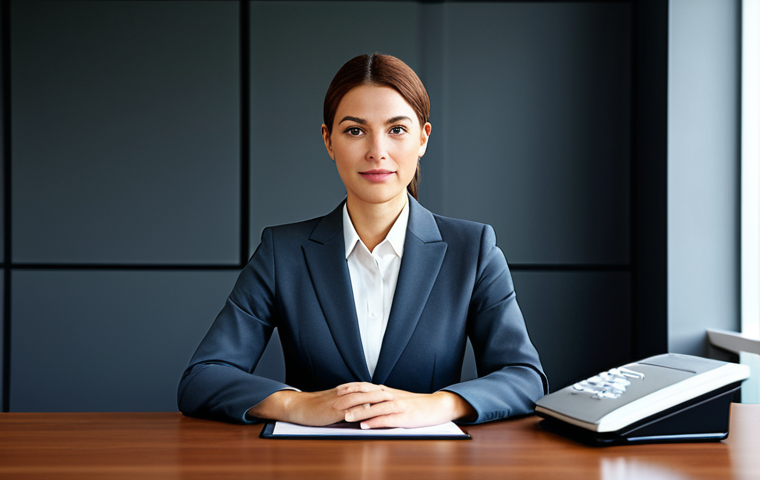 **

A professional businesswoman in a modest business suit, sitting at a desk in a modern office. The scene should convey a sense of competence and focus. Fully clothed, appropriate attire, safe for work, perfect anatomy, natural proportions, professional photography, high quality, family-friendly.

**