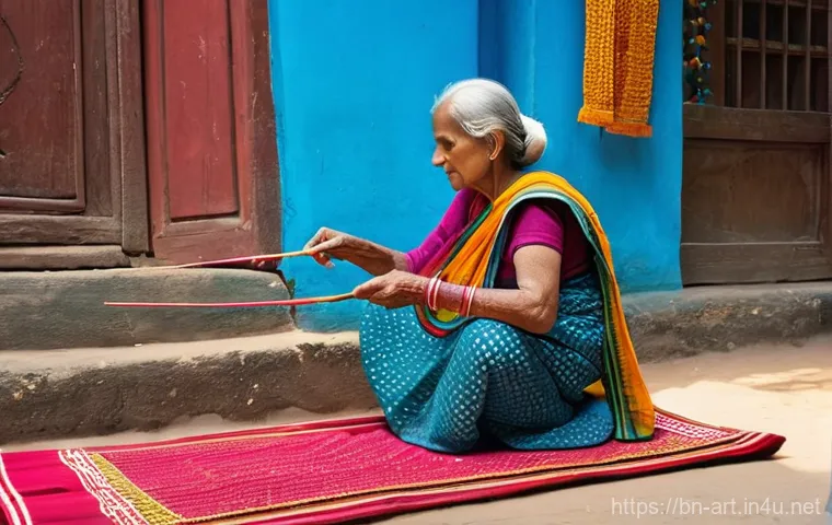 미술 교육과 참여 예술 - **Prompt:** A vibrant depiction of everyday life in Bengal, showcasing traditional folk art. An elde...
