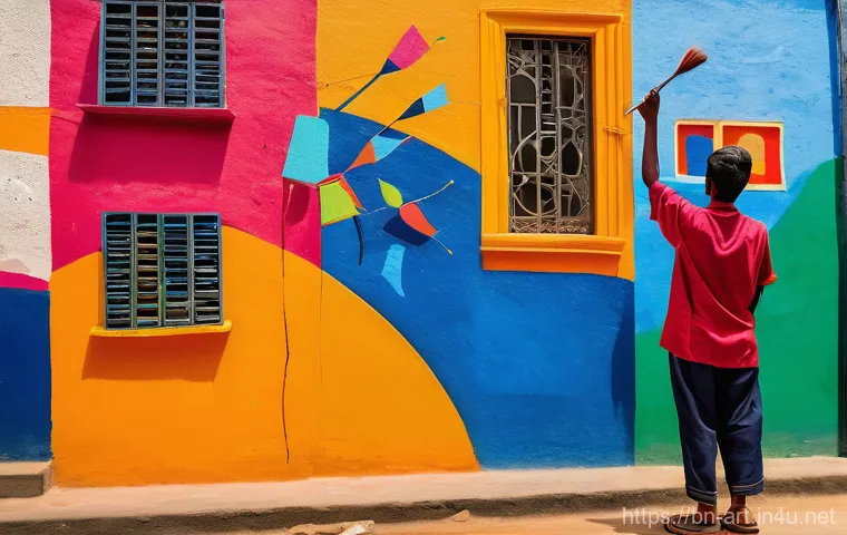 미술 교육과 참여 예술 - **Prompt:** A vibrant depiction of everyday life in Bengal, showcasing traditional folk art. An elde...