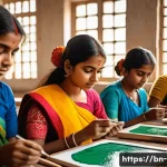 미술 평가 방법과 루브릭 개발 - A vibrant classroom scene featuring Bengali art students actively painting on canvases, showcasing t...